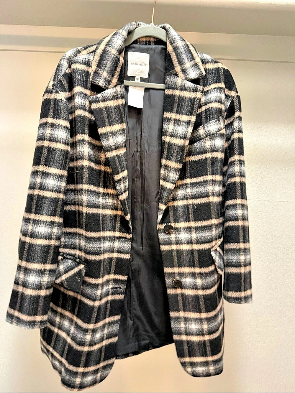 Avec Les Filles Plaid Single-Button Blazer Black & White XS
